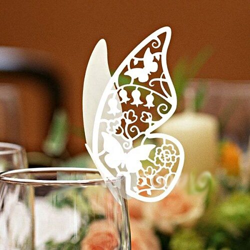Gold Haimoburg 100pcs Butterfly Wedding Party Table Number Name Place Cards Wine Glass Cup Decoration Wall Decals Sticker for Wedding Party Favor 