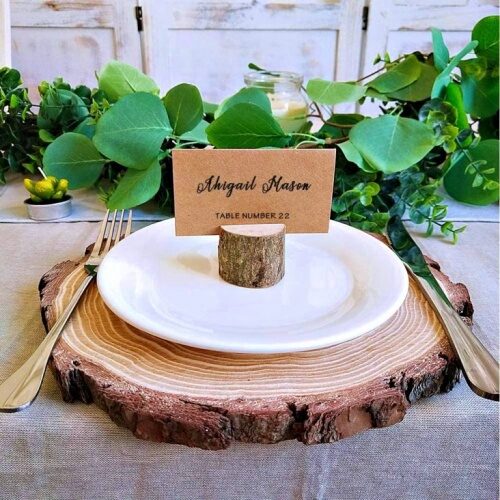 Wooden seating cards holders