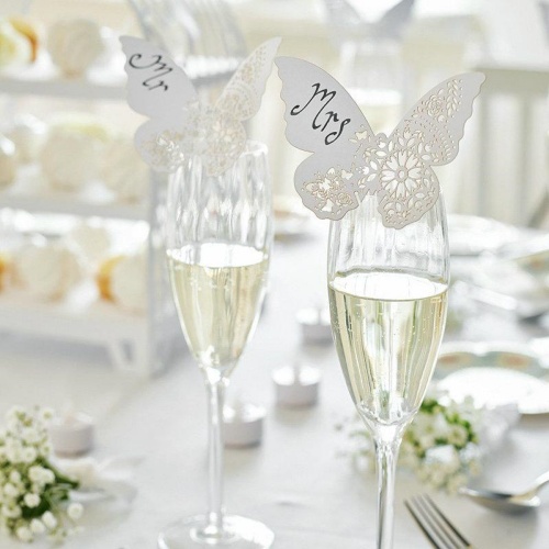 Butterfly Place Name Cards Cut Glass Wedding Party Table Decoration 