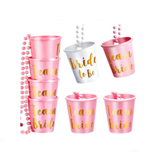 10 X PINK SHOT GLASSES HEN NIGHT PARTY WITH 84CM NECKLACE FOR HEN DO ACCESSORIES 