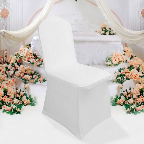 White elastic chair cover