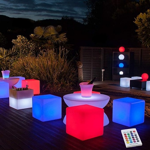 Led seating cubes Luxurious design item Colorful seating cubes that glow in magical LED lights