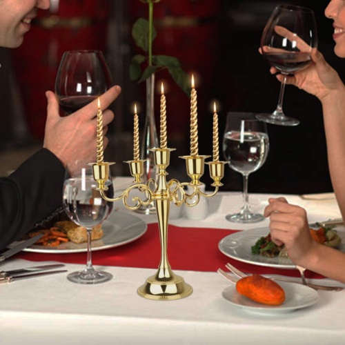 LASISZCrystal Candlestick Wedding Centerpiece Candelabra Dinner Deco Luxurious Romantic Candlelight 3&5 Lights,5 Lights 