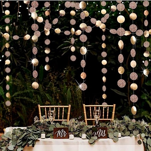 Wedding decor hanging from ceiling 4 wires of glittering circles 13m each that creates a luxurious design