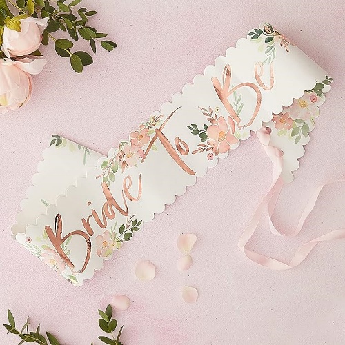 Bride to be sash classy Special gorgeous Rose Gold floral...
