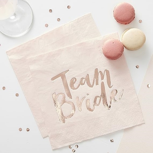 Rose gold team bride napkins A set of 20 perfect Rose gold napkins with TEAM BRIDE caption