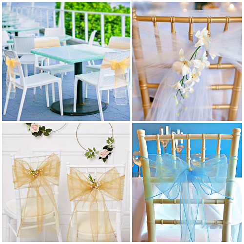 Pack of 10 Chair Sashes Organza Fabric Table Runners for Wedding and Events 