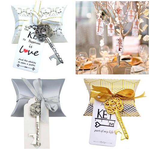 Wedding 12 bridal antique key party favors silk ribbon Personalize with name 
