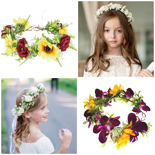 Floral flower girl crown - Beautiful tiara combined with happy spring colors