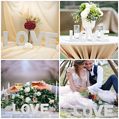 Romantic Live Laugh Love White Wooden Letters Table Sign Wedding Party Decor 