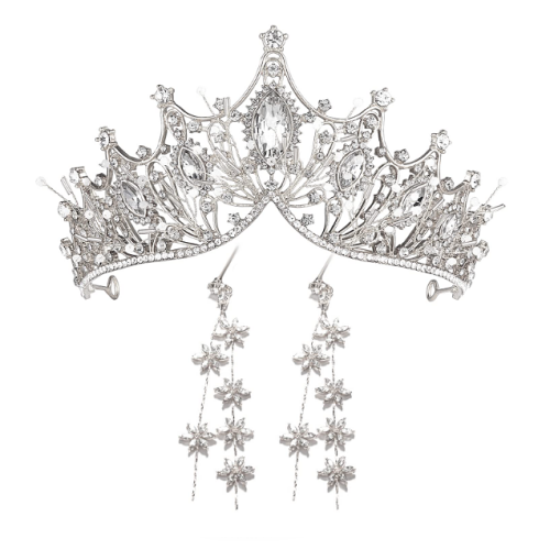 Queen bridal crown Beautiful tiara in a royal design woven with glittering crystal stones alongside gorgeous drop earrings