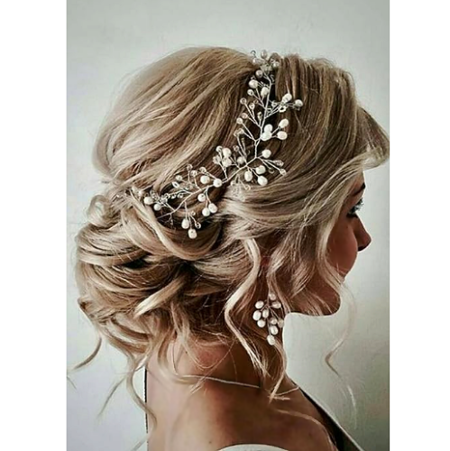 Bridal hair vine pearl for Stunning pictures A perfect set for the bride that includes a tiara and falling earrings
