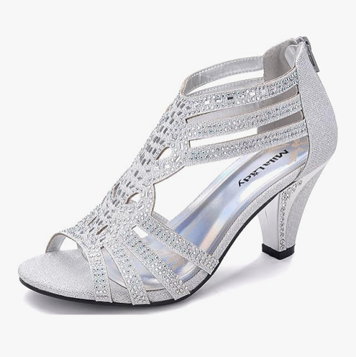 Heel sandals with ankle strap Wow Glittering bridal shoes with...