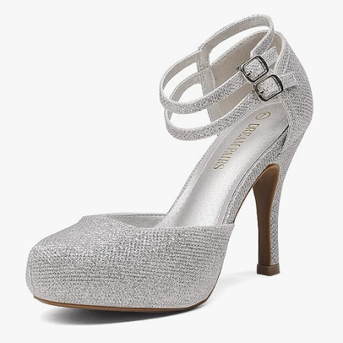 Ankle strap heel closed toe in gorgeous shimmering Gold Stunning high heels with a double ankle strap