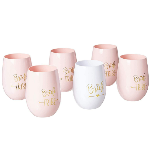 Bride tribe wedding gifts Set of 6 high-quality Bride Tribe wine glasses with real gold inscriptions