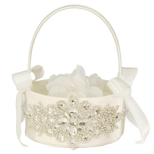 Rhinestone flower girl basket Bridesmaid basket in a particularly luxurious design Interwoven with crystals
