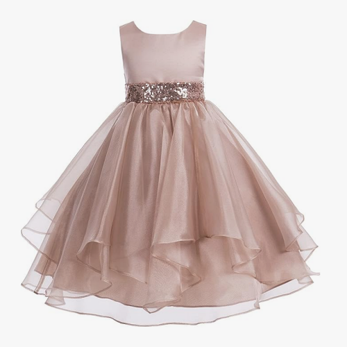 Long sequin flower girl dress Beautiful festive satin gown with a flowing skirt made of satin in a selection of colors! Sizes 2-16