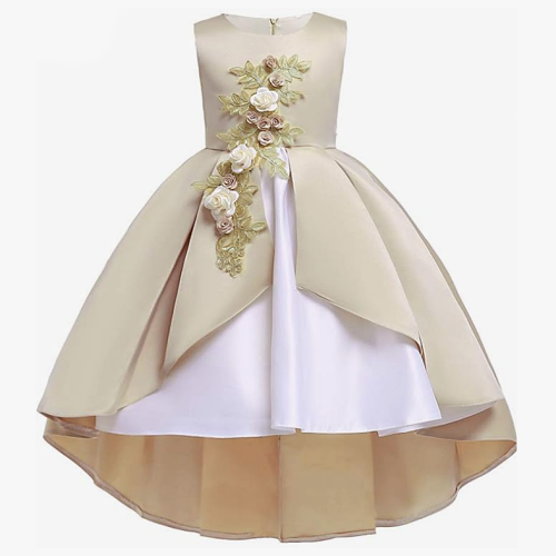Ball gown flower girl dresses wedding Luxurious 2-layer dress with floral decorations in a unique design – For ages 2T-9 years