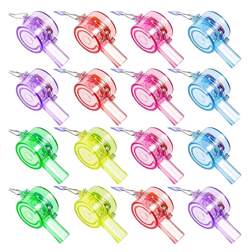 Glow in dark whistles 16 Psc Make noise and have fun with glowing LED whistles in happy colors