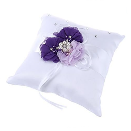 Ring bearer pillow with flower that has everything it takes to make it shine colorful flowers pearls & crystals