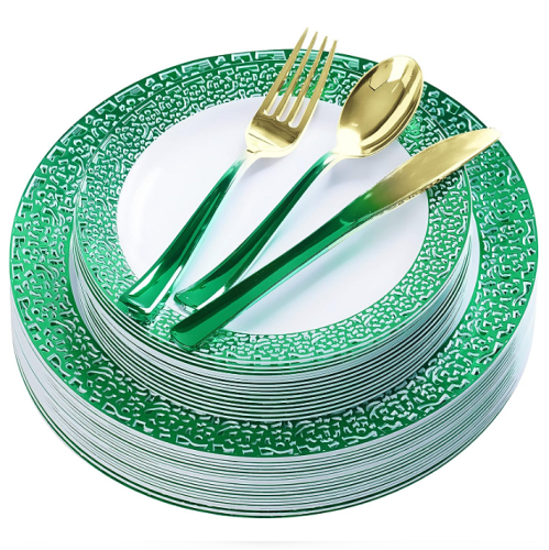 Plastic dinnerware sets for wedding Professional set of 125 Pcs...