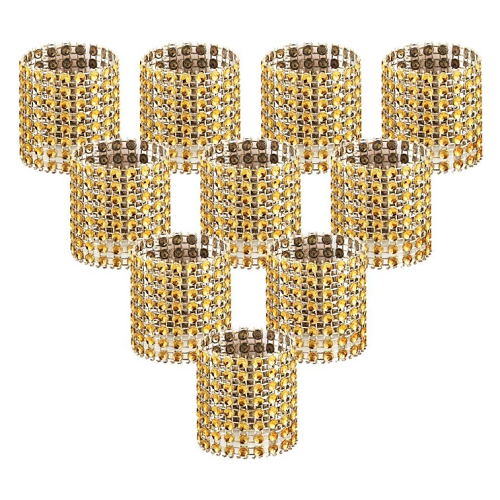 Gold rhinestone napkin rings 100 strips of glittering crystals in gold for decorating wedding napkins