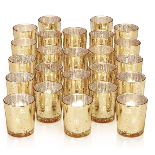 Wedding mercury candle holders Set of 24 luxury gold candle holders for magical and romantic lights