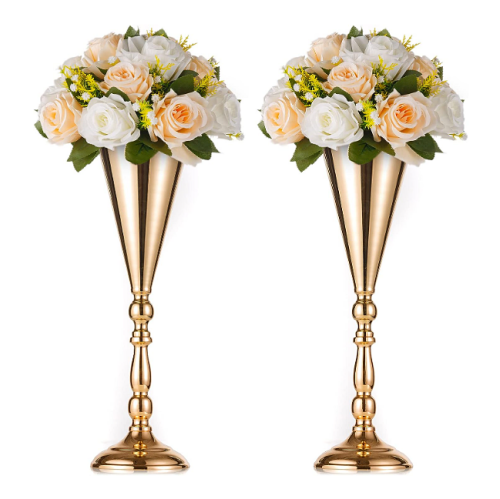 Metal vases for wedding centerpieces Set of 2 breathtaking luxury flower vases in Gold or Silver