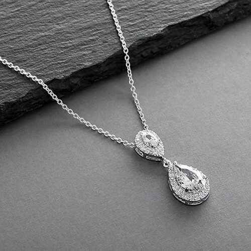 Silver teardrop bridal necklace