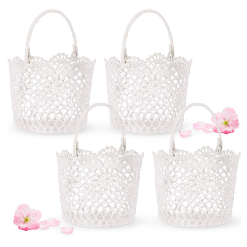 Small flower girl gift basket Set of 4 beautiful knitted baskets with a unique design for filling flowers