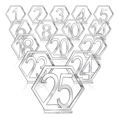 Freestanding acrylic table numbers 1-25 in a beautiful luxury style...