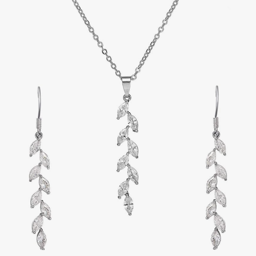 Bridal set cubic zirconia with Delicate crystal branches Adds a magical sparkle to any look