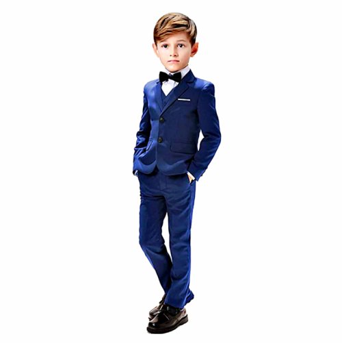 Boys Toddler Kid Teen 5-PC Wedding Formal Party Blue Suit Tuxedo w/ Vest sz 2-20 