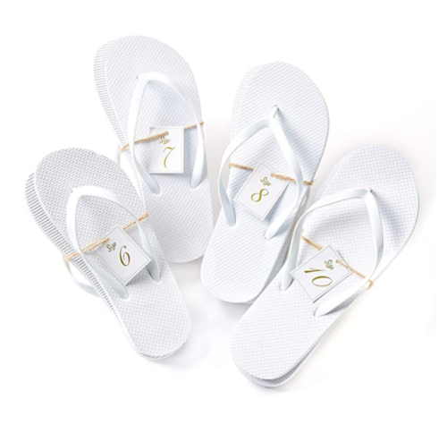 Bulk Flip Flops Wedding Guest | 52 Pack In White - 13 pairs of each size