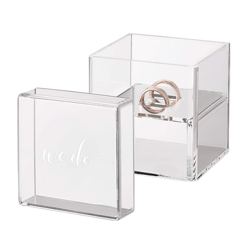 Clear acrylic wedding ring box Stunning design for carrying the rings to the altar