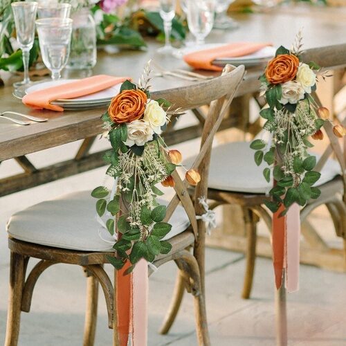 Wedding chairs flower decorations