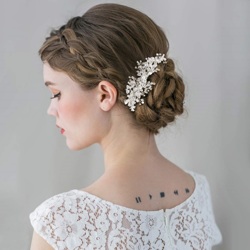 Bridal Flower Hair Comb Wedding Diamanté Crystal Slide 3 Flowers Communion NEW 