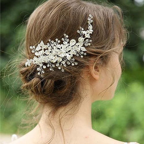 Bridal diamante hair clip Spectacular Hair Decoration with Crystal Leaves