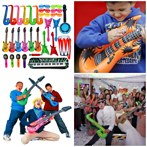 19 Pieces Random Color MI KAKA Inflatable Instruments Rock Star Toy Set for Party Decoration Prop Photobooth Props Party Pin Games Bags Favours 