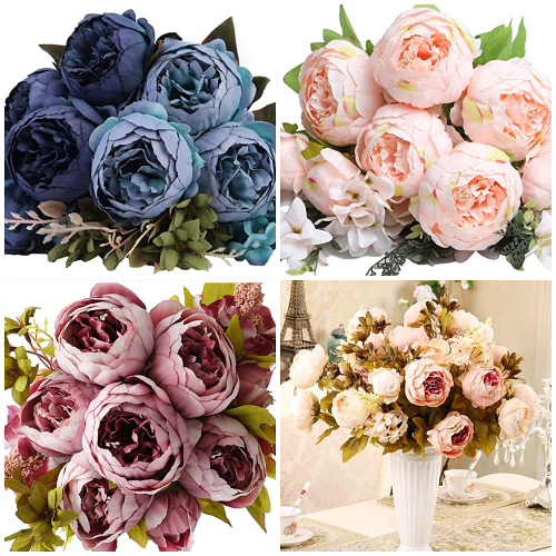 Artificial Peony Silk Blooms Flower Bouquet Foral Rustic Wedding Home DIY Decor 