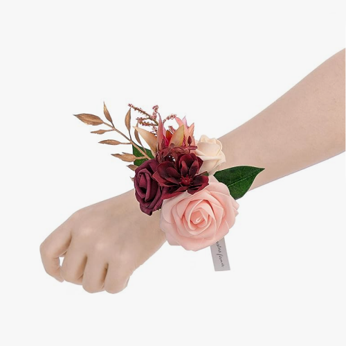 Wedding wrist corsage Set of 6 stunning and especially luxurious bouquet with highlights of eucalyptus and spectacular silk flowers