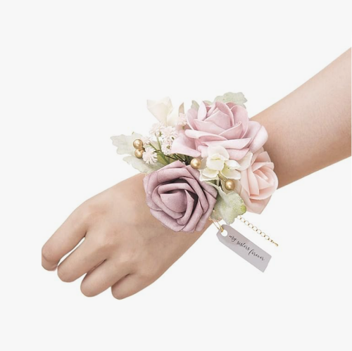 Wedding wrist corsages for mother of the bride Set of 6 stunning and especially luxurious bouquet with highlights of eucalyptus and spectacular silk flowers