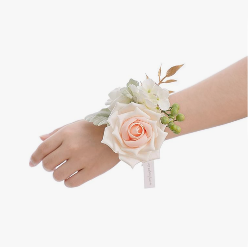 Wedding wrist corsage bracelet Set of 6 stunning and especially luxurious bouquet with highlights of eucalyptus and spectacular silk flowers