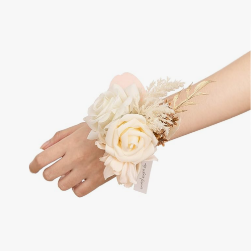Bridal wrist corsage Set of 6 stunning and especially luxurious bouquet with highlights of eucalyptus and spectacular silk flowers