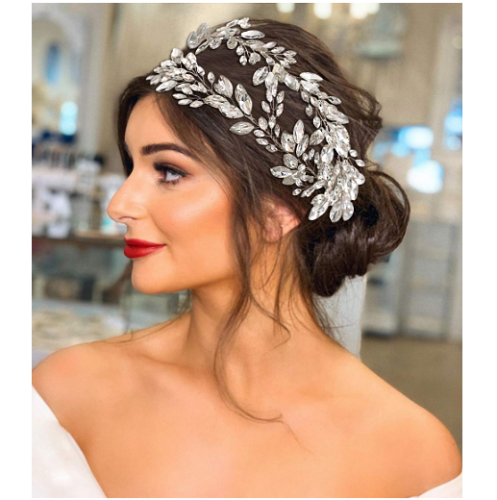 Bridal rhinestone headpiece A particularly spectacular sparkling white leaves crown that no one can ignore
