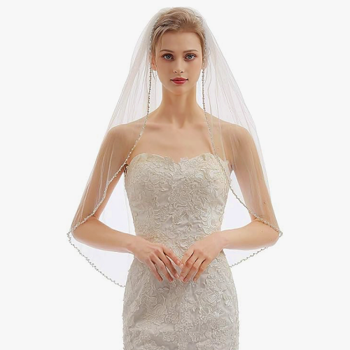 Bridal veil beaded crystals Breathtaking wedding veil handmade woven with...