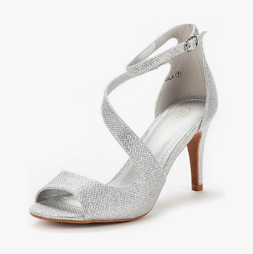 Bride shoes for reception with an ankle strap Beautiful and interesting open shoe with straps in a particularly flattering design