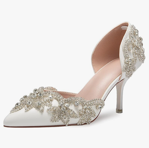 Bridal crystal shoes Stunning medium heeled bridal shoes woven with shiny crystals