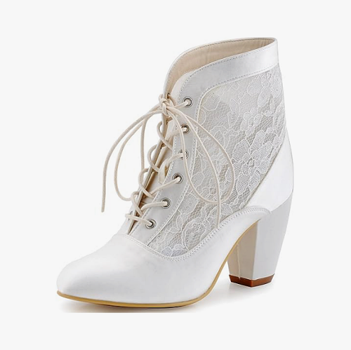 White Bridal Boots Stunning Vintage Victorian tie lace up shoes
