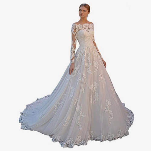 Wedding dress lace sleeves a line For Brides Wow How perfect this dress is